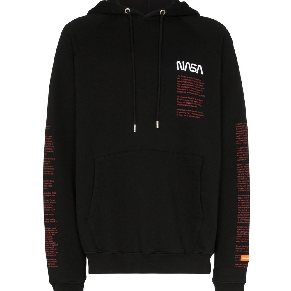 Heron Preston NASA Print Hoodie Black Sz S